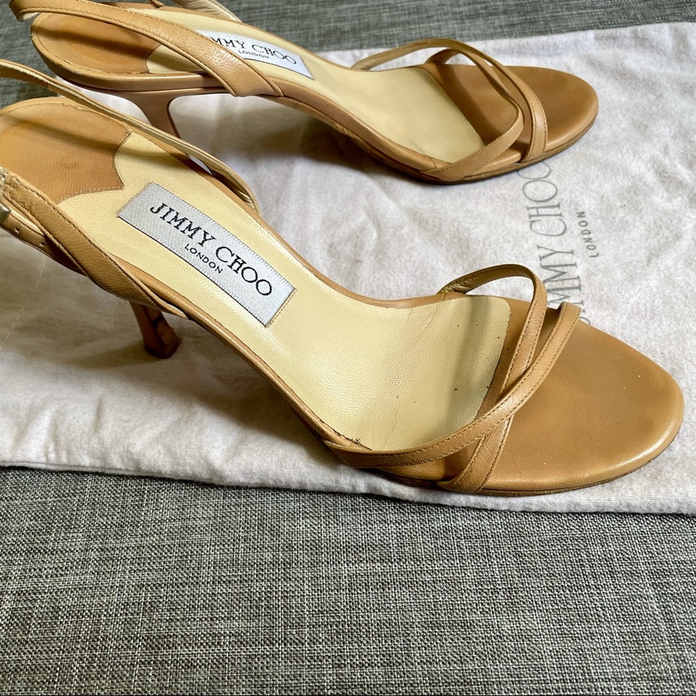 Jimmy Choo Tan Strappy Heel Sandal 38